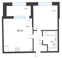 2 ккв (Евро) № 223 Корп.: 2 , Секция 8  в ЖК Кристалл Холл