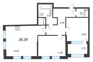 3 ккв (Евро) № 139 Корп.: 2 , Секция 5  в ЖК Кристалл Холл