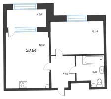 2 ккв (Евро) № 220 Корп.: 2 , Секция 8  в ЖК Кристалл Холл