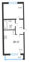 2 ккв (Евро) № 234 Корп.: 2 , Секция 8  в ЖК Кристалл Холл