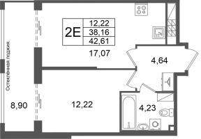 2 ккв (Евро) № 71 Корп.: 2 , Секция 3  в ЖК Кристалл Холл