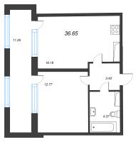 2 ккв (Евро) № 173 Корп.: 2 , Секция 6  в ЖК Кристалл Холл