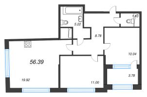 3 ккв (Евро) № 135 Корп.: 2 , Секция 5  в ЖК Кристалл Холл