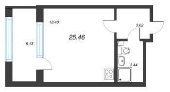 Студия № 21 Корп.: 2 , Секция 2  в ЖК Кристалл Холл
