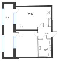 2 ккв (Евро) № 169 Корп.: 2 , Секция 6  в ЖК Кристалл Холл