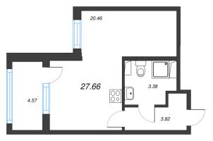 Студия № 50 Корп.: 2 , Секция 2  в ЖК Кристалл Холл