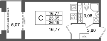 Студия № 88 Корп.: 2 , Секция 3  в ЖК Кристалл Холл