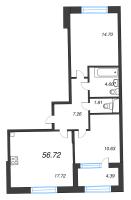 3 ккв (Евро) № 225 Корп.: 2 , Секция 8  в ЖК Кристалл Холл