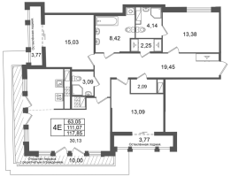 4 ккв (Евро) № 147 Корп.: 2 , Секция 5  в ЖК Кристалл Холл