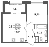 2 ккв (Евро) № 219 Корп.: 2 , Секция 8  в ЖК Кристалл Холл