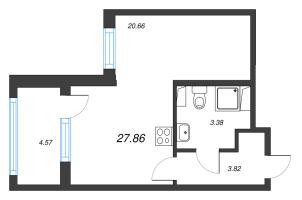 Студия № 42 Корп.: 2 , Секция 2  в ЖК Кристалл Холл
