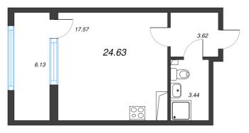 Студия № 45 Корп.: 2 , Секция 2  в ЖК Кристалл Холл