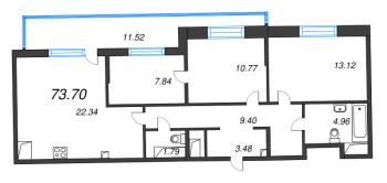 4 ккв (Евро) № 235 Корп.: 2 , Секция 8  в ЖК Кристалл Холл
