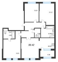 4 ккв (Евро) № 137 Корп.: 2 , Секция 5  в ЖК Кристалл Холл