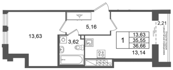 1 ккв № 179 Корп.: 2 , Секция 6  в ЖК Кристалл Холл