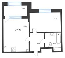 2 ккв (Евро) № 228 Корп.: 2 , Секция 8  в ЖК Кристалл Холл