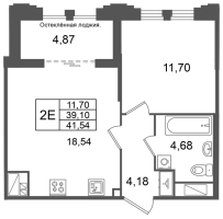 2 ккв (Евро) № 231 Корп.: 2 , Секция 8  в ЖК Кристалл Холл