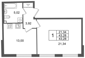 1 ккв № 1 Корп.: 2 , Секция 1  в ЖК Кристалл Холл