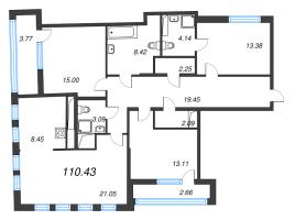 4 ккв (Евро) № 150 Корп.: 2 , Секция 5  в ЖК Кристалл Холл