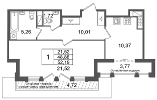 1 ккв № 146 Корп.: 2 , Секция 5  в ЖК Кристалл Холл