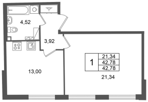 1 ккв № 9 Корп.: 2 , Секция 1  в ЖК Кристалл Холл