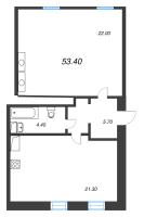2 ккв (Евро) № 5.4 Корп.: 1 , Секция 2  в ЖК Крона