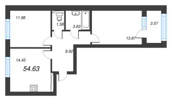 2 ккв № 95 Корп.: 2 , Секция 4  в ЖК Кронфорт. Центральный