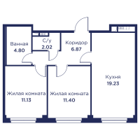3 ккв (Евро) № 89 Корп.: 3 , Секция 5  в ЖК Кронфорт. Центральный