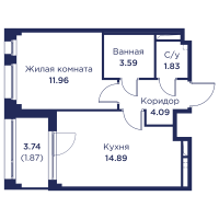 1 ккв № 100 Корп.: 3 , Секция 6  в ЖК Кронфорт. Центральный
