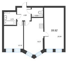 3 ккв (Евро) № 110 Корп.: 2 , Секция 5  в ЖК Кронфорт. Центральный