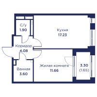 2 ккв (Евро) № 156 Корп.: 3 , Секция 8  в ЖК Кронфорт. Центральный