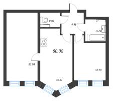 3 ккв (Евро) № 107 Корп.: 2 , Секция 5  в ЖК Кронфорт. Центральный