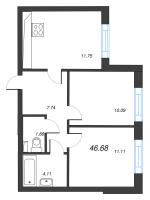 2 ккв № 184 Корп.: 2 , Секция 8  в ЖК Кронфорт. Центральный