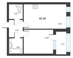 2 ккв (Евро) № 15 Корп.: 2 , Секция 2  в ЖК Кронфорт. Центральный