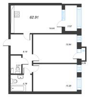 2 ккв № 37 Корп.: 2 , Секция 2  в ЖК Кронфорт. Центральный