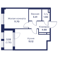 2 ккв (Евро) № 18 Корп.: 3 , Секция 2  в ЖК Кронфорт. Центральный