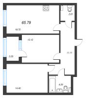 3 ккв (Евро) № 150 Корп.: 2 , Секция 7  в ЖК Кронфорт. Центральный