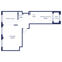 2 ккв (Евро) № 21 Корп.: 3 , Секция 2  в ЖК Кронфорт. Центральный