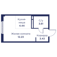 Студия № 37 Корп.: 3 , Секция 3  в ЖК Кронфорт. Центральный