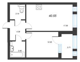 2 ккв (Евро) № 45 Корп.: 2 , Секция 3  в ЖК Кронфорт. Центральный