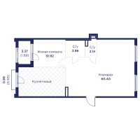 2 ккв (Евро) № 173 Корп.: 3 , Секция 8  в ЖК Кронфорт. Центральный
