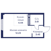 Студия № 53 Корп.: 3 , Секция 3  в ЖК Кронфорт. Центральный