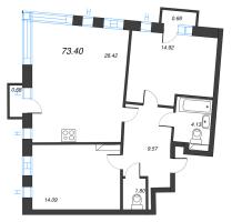 2 ккв № 180 Корп.: 2 , Секция 8  в ЖК Кронфорт. Центральный