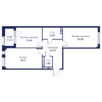 3 ккв (Евро) № 108 Корп.: 3 , Секция 6  в ЖК Кронфорт. Центральный
