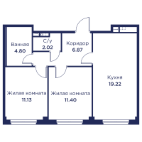 3 ккв (Евро) № 84 Корп.: 3 , Секция 5  в ЖК Кронфорт. Центральный