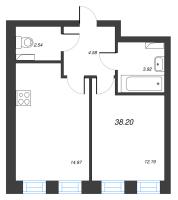 1 ккв № 104 Корп.: 2 , Секция 5  в ЖК Кронфорт. Центральный