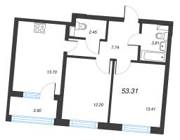 2 ккв № 12 Корп.: 2 , Секция 1  в ЖК Кронфорт. Центральный