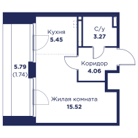1 ккв № 57 Корп.: 3 , Секция 3  в ЖК Кронфорт. Центральный