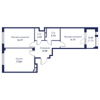 3 ккв (Евро) № 5 Корп.: 3 , Секция 1  в ЖК Кронфорт. Центральный