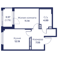 1 ккв № 117 Корп.: 3 , Секция 6  в ЖК Кронфорт. Центральный